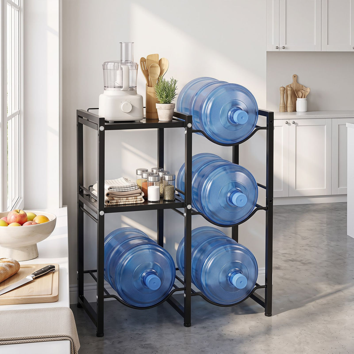 3-Tier 18.9L Water Jug Holder with Shelves for Home Kitchen Office