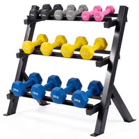 3-Tier Adjustable Dumbbell Rack Stand Only with Adjustable Spacing
