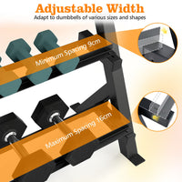 3-Tier Adjustable Dumbbell Rack Stand Only with Adjustable Spacing