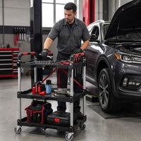 3-Tier Folding Utility Cart with Swivel Wheels and Brakes