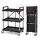 3-Tier Folding Utility Cart with Swivel Wheels and Brakes