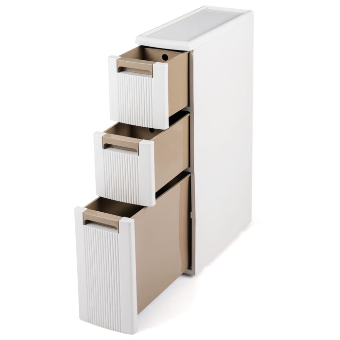 3/4-Tier Narrow Storage Cabinet with 3/4 Drawers and 2/3 Dividers