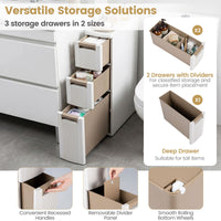 3/4-Tier Narrow Storage Cabinet with 3/4 Drawers and 2/3 Dividers