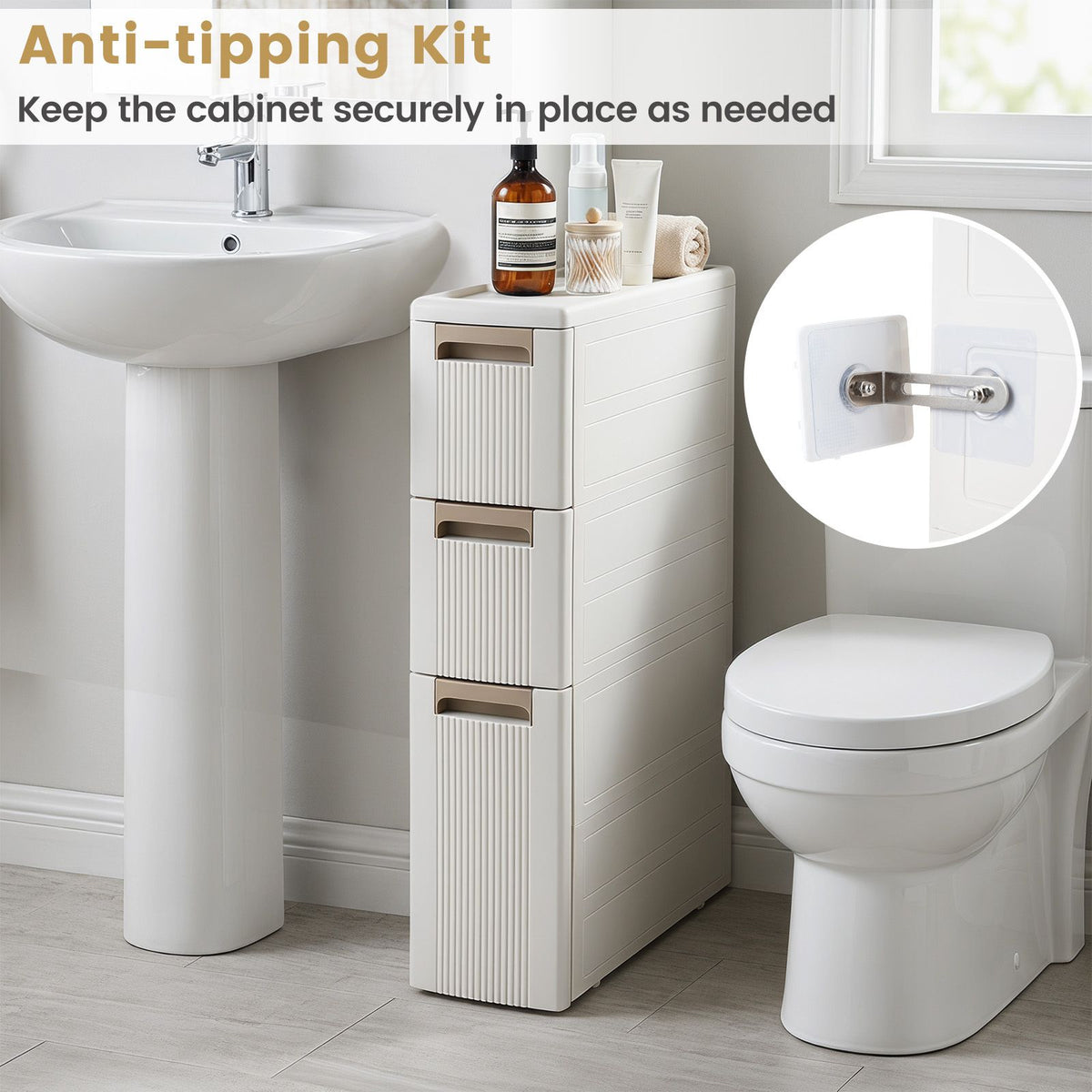 3/4-Tier Narrow Storage Cabinet with 3/4 Drawers and 2/3 Dividers