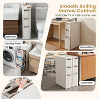 3/4-Tier Narrow Storage Cabinet with 3/4 Drawers and 2/3 Dividers
