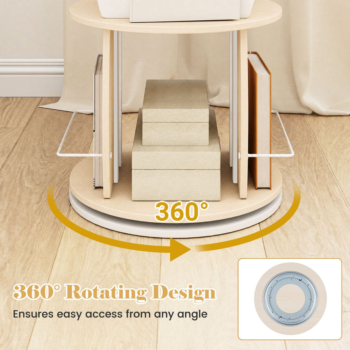 3-Tier Rotating Bookshelf Tower with Display Stands