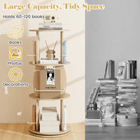 3-Tier Rotating Bookshelf Tower with Display Stands