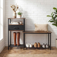 3-Tier Shoe Rack Bench with Drawer and Metal Frame for Hallway and Front Door