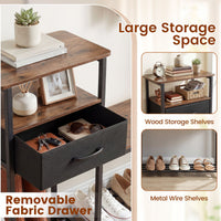 3-Tier Shoe Rack Bench with Drawer and Metal Frame for Hallway and Front Door