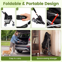 3-Wheel Pet Stroller for Small Dogs Cats Foldable Stroller