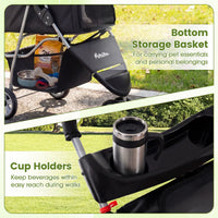 3-Wheel Pet Stroller for Small Dogs Cats Foldable Stroller
