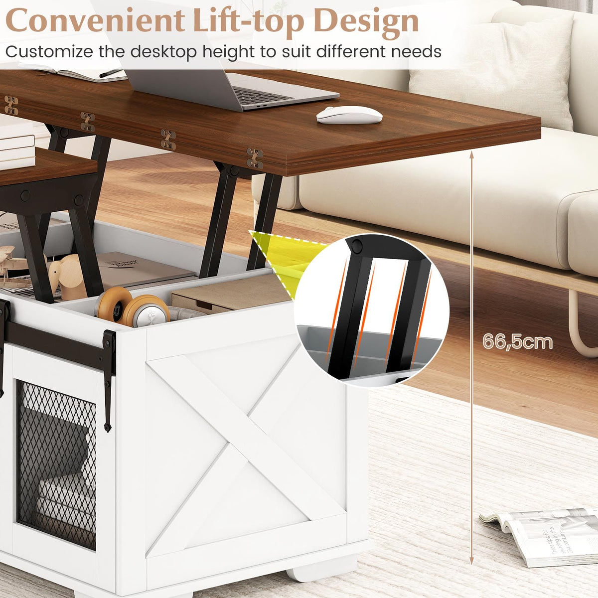 3-in-1 Convertible Dining Table with and 3 Hidden Storage Compartments