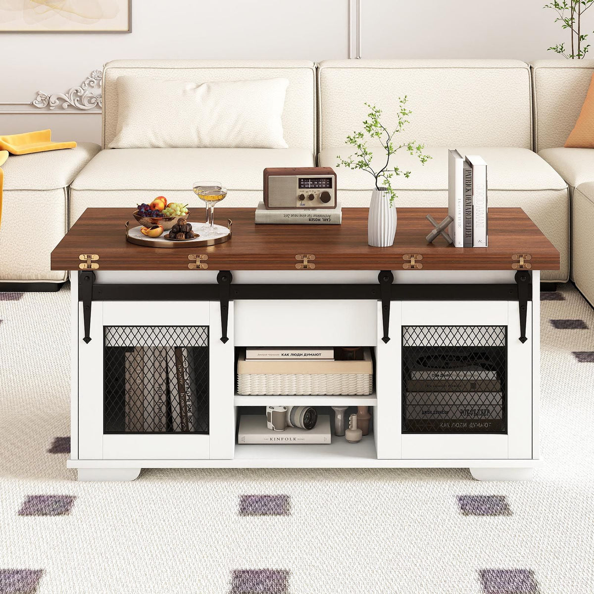 3-in-1 Convertible Dining Table with and 3 Hidden Storage Compartments