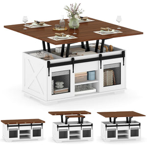 3-in-1 Convertible Dining Table with and 3 Hidden Storage Compartments