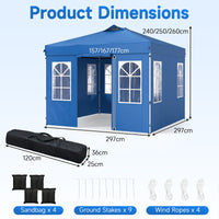 3 x 3/6M Pop Up Canopy Tent with 4 Sidewalls for Parties and Events