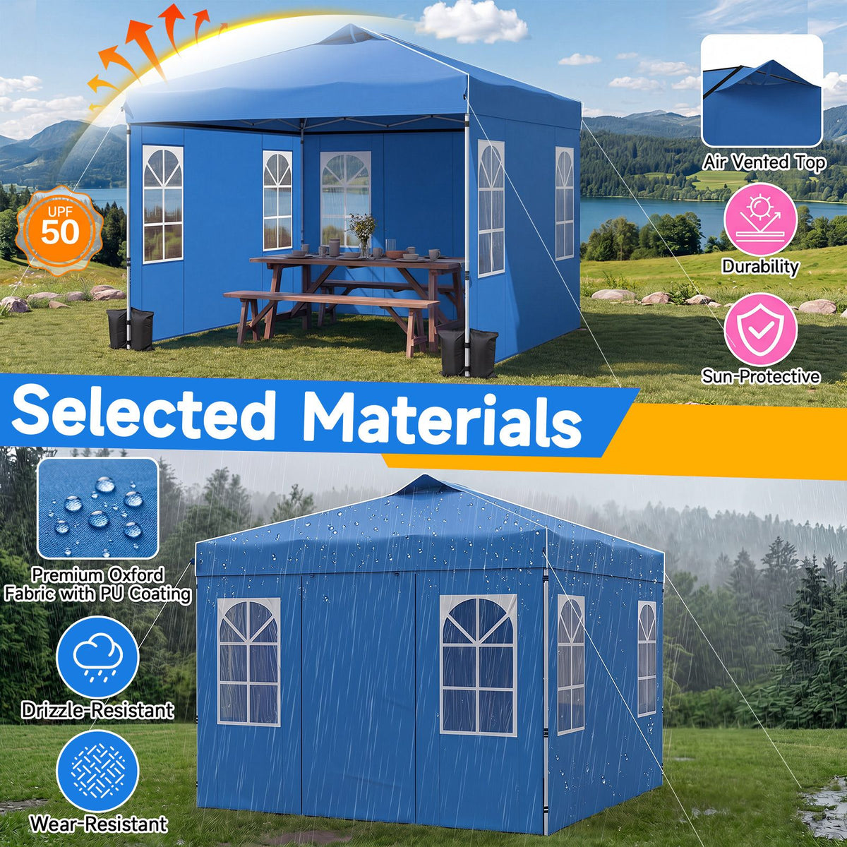 3 x 3/6M Pop Up Canopy Tent with 4 Sidewalls for Parties and Events