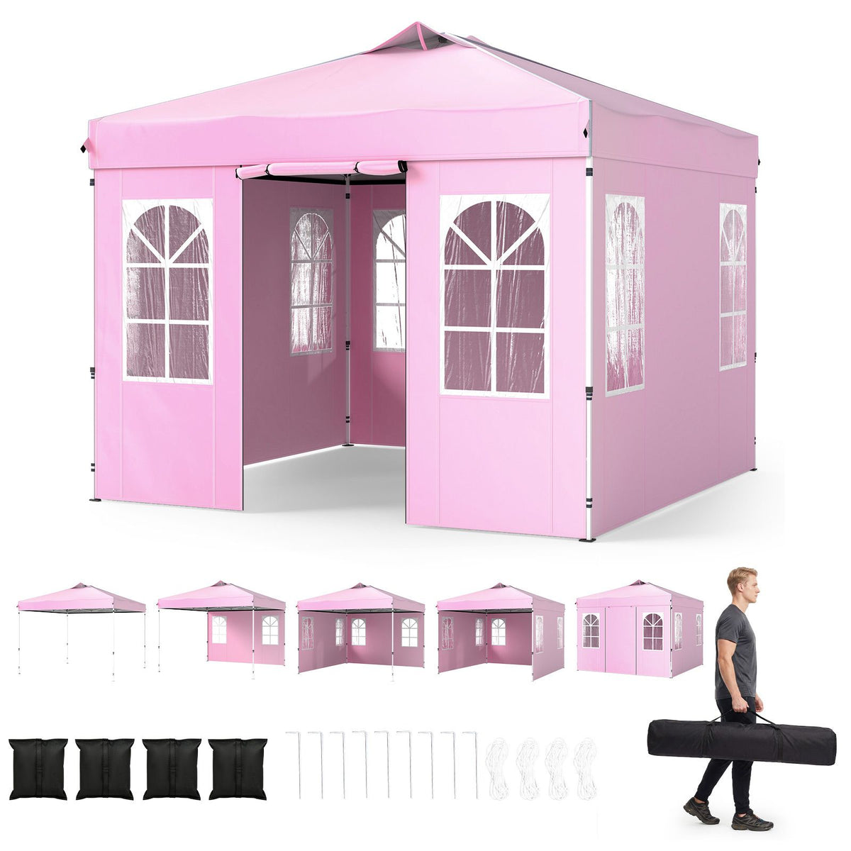 3 x 3/6M Pop Up Canopy Tent with 4 Sidewalls for Parties and Events
