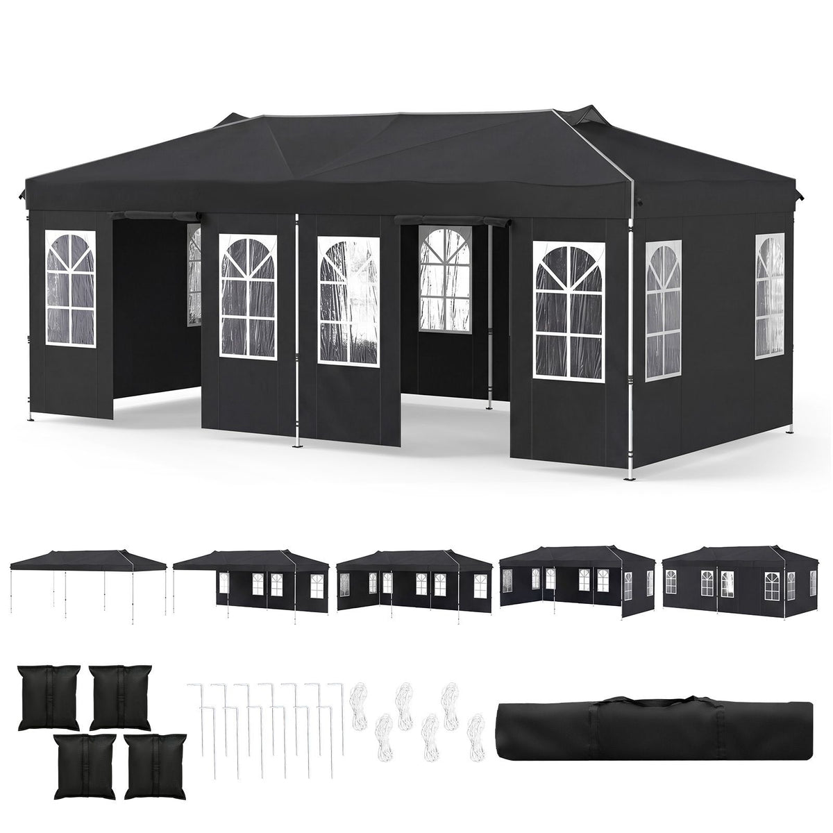 3 x 3/6M Pop Up Canopy Tent with 4 Sidewalls for Parties and Events
