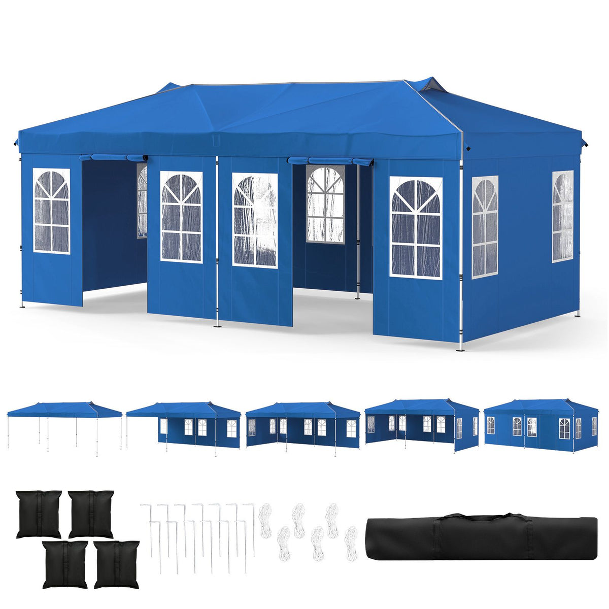 3 x 3/6M Pop Up Canopy Tent with 4 Sidewalls for Parties and Events