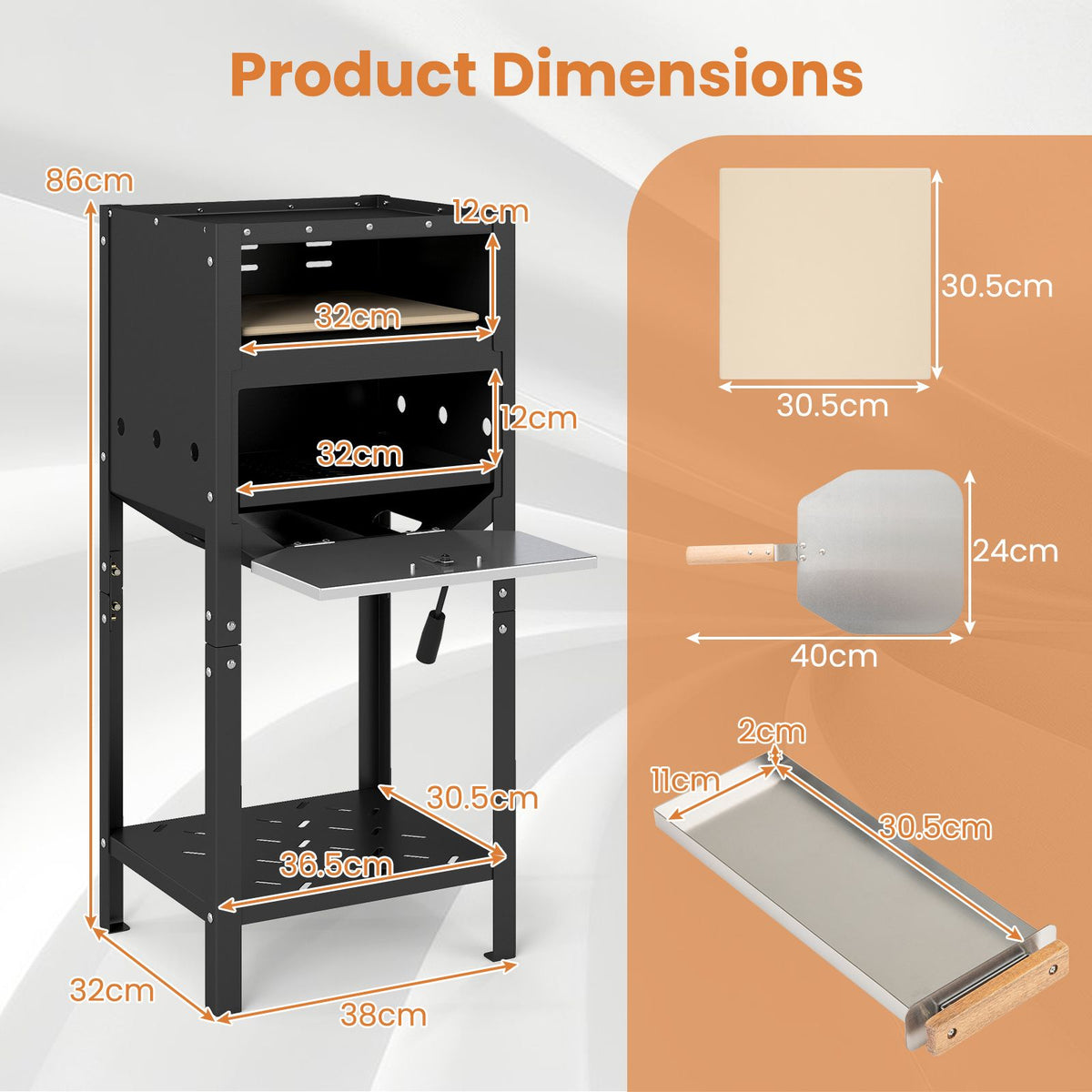 30 CM Outdoor Pizza Oven Freestanding Wood-Fired Pizza Stove with Ash Tray