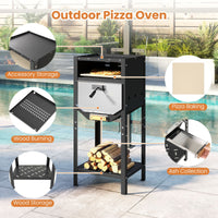 30 CM Outdoor Pizza Oven Freestanding Wood-Fired Pizza Stove with Ash Tray
