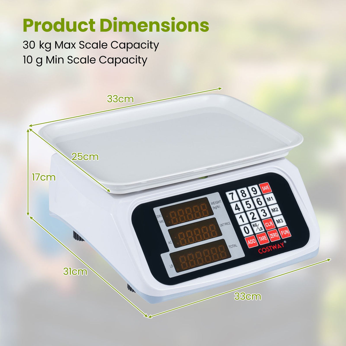 30 KG Price Computing Scale with Dual-sided LED Display