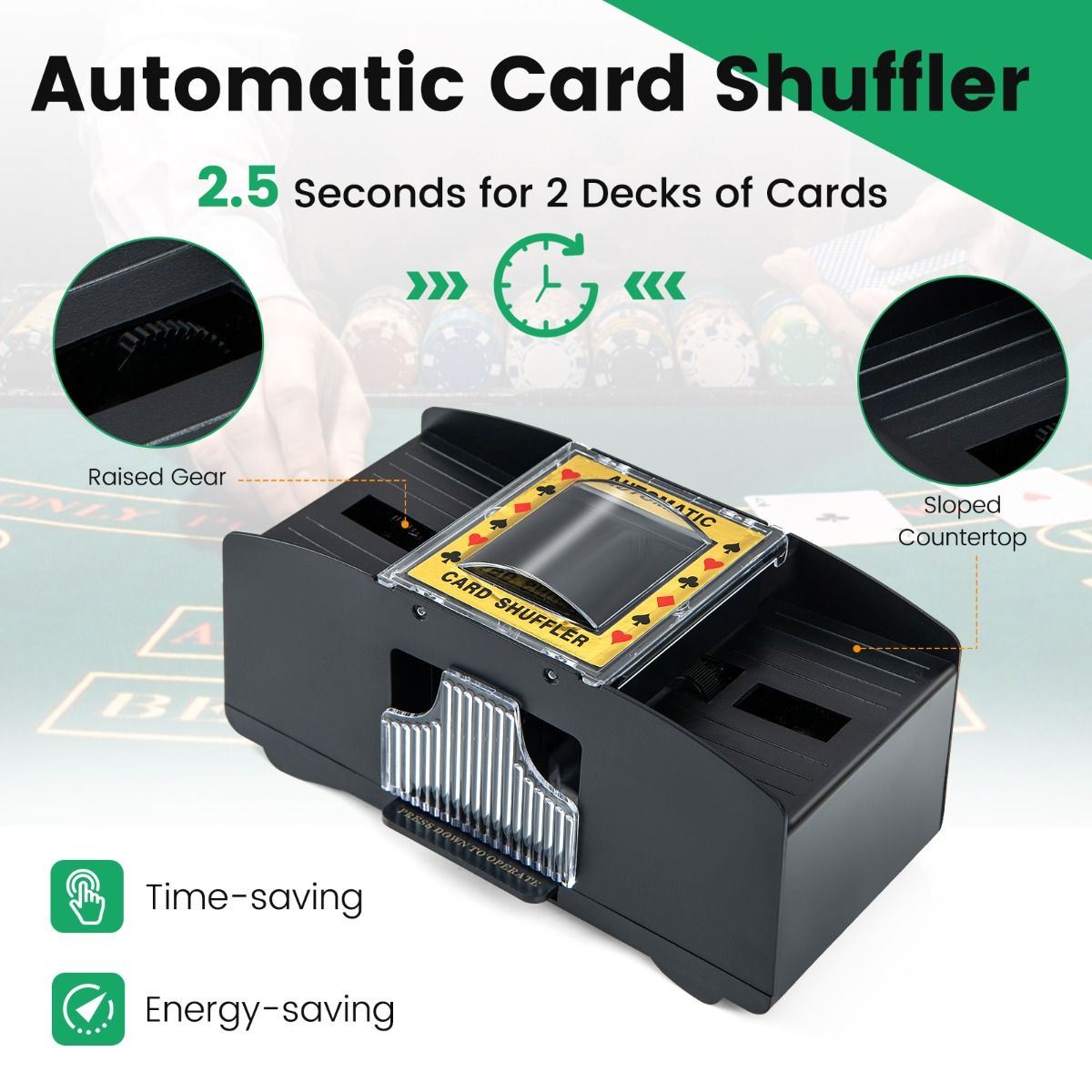 300 Pieces Casino Poker Chip Set with Automatic Card Shuffler