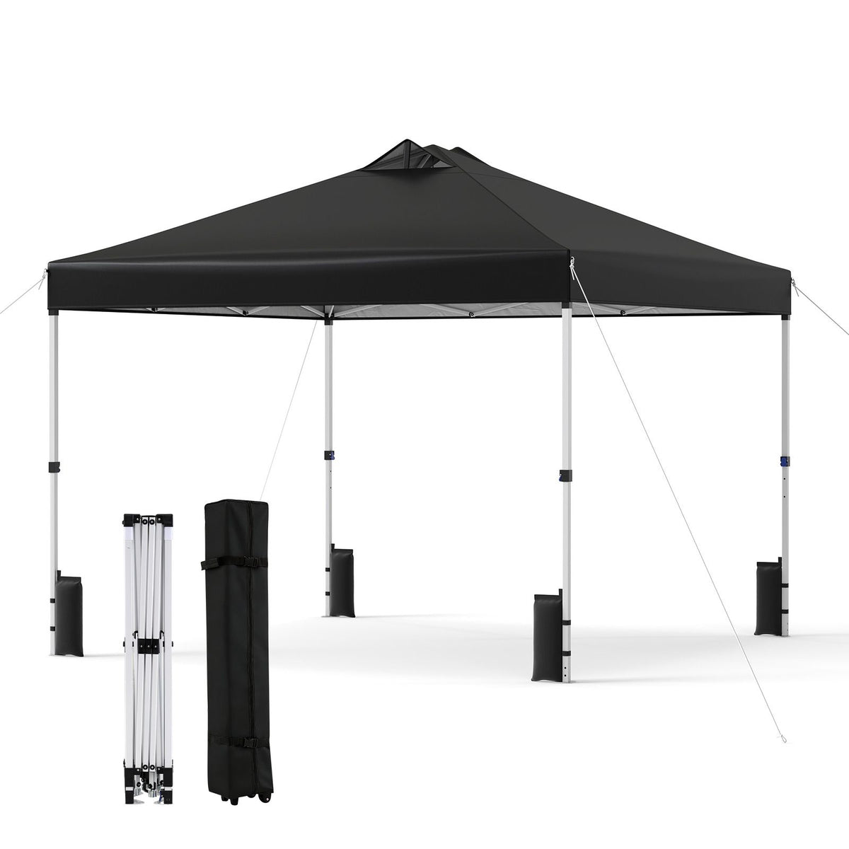 300 x 300 CM Pop Up Canopy Tent with 4 Sandbags and Stakes for Outdoor Camping
