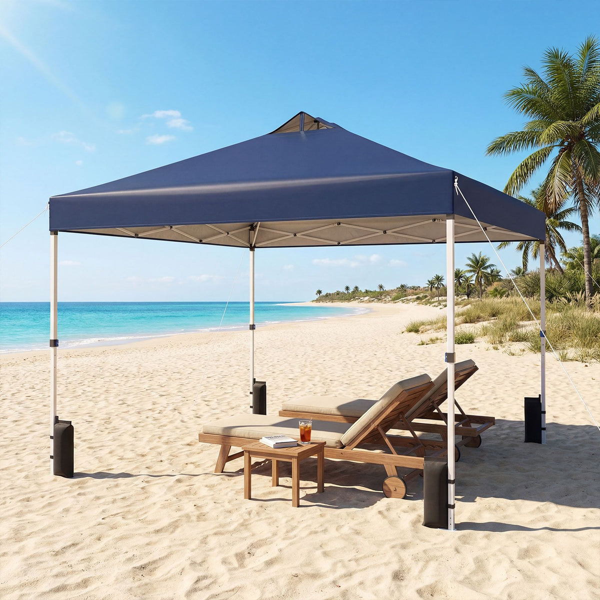 300 x 300 CM Pop Up Canopy Tent with 4 Sandbags and Stakes for Outdoor Camping