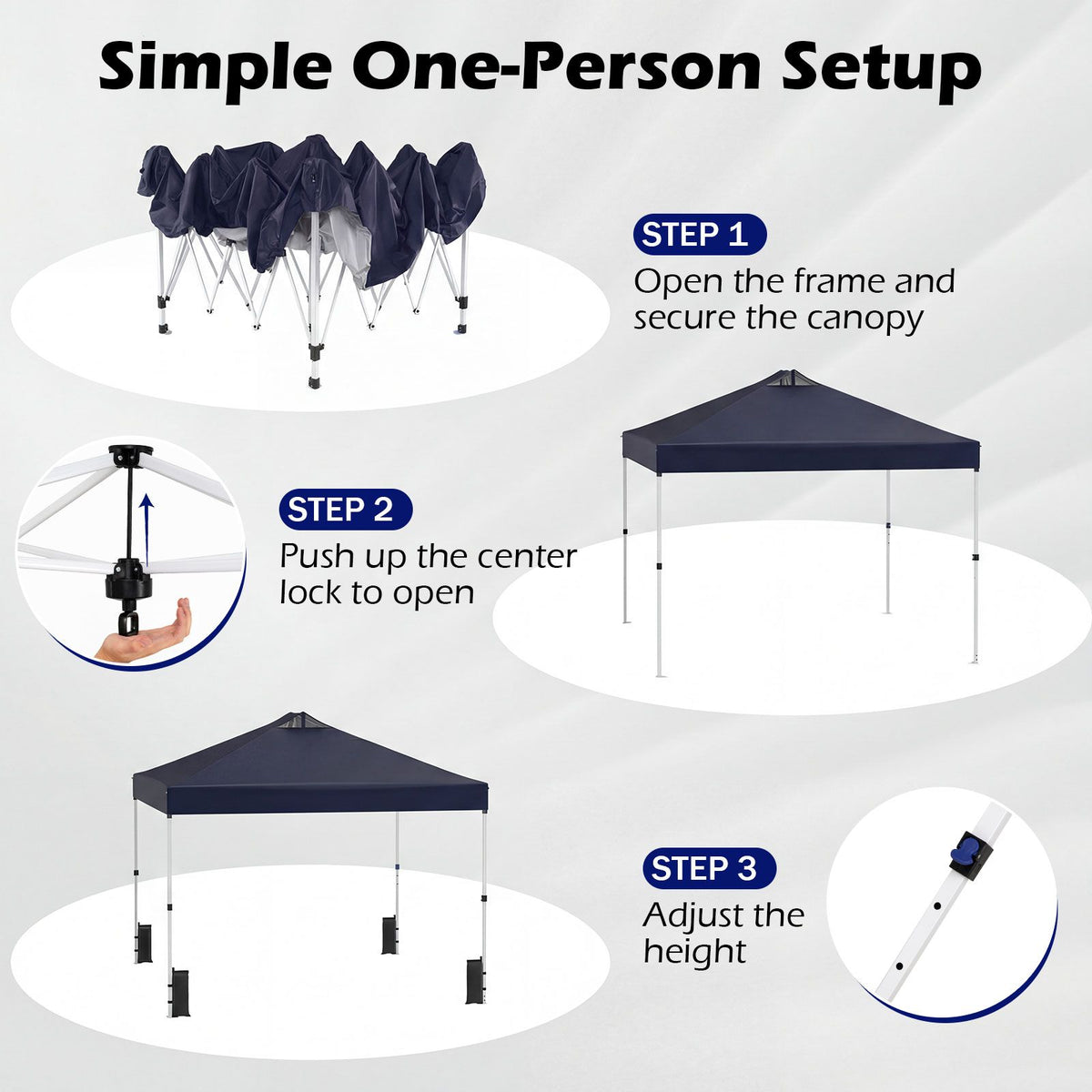 300 x 300 CM Pop Up Canopy Tent with 4 Sandbags and Stakes for Outdoor Camping