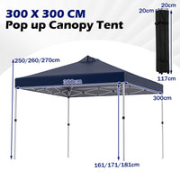300 x 300 CM Pop Up Canopy Tent with 4 Sandbags and Stakes for Outdoor Camping