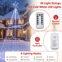 307cm Outdoor Christmas Tree Star String Lights with Remote and 2-Level Brightness