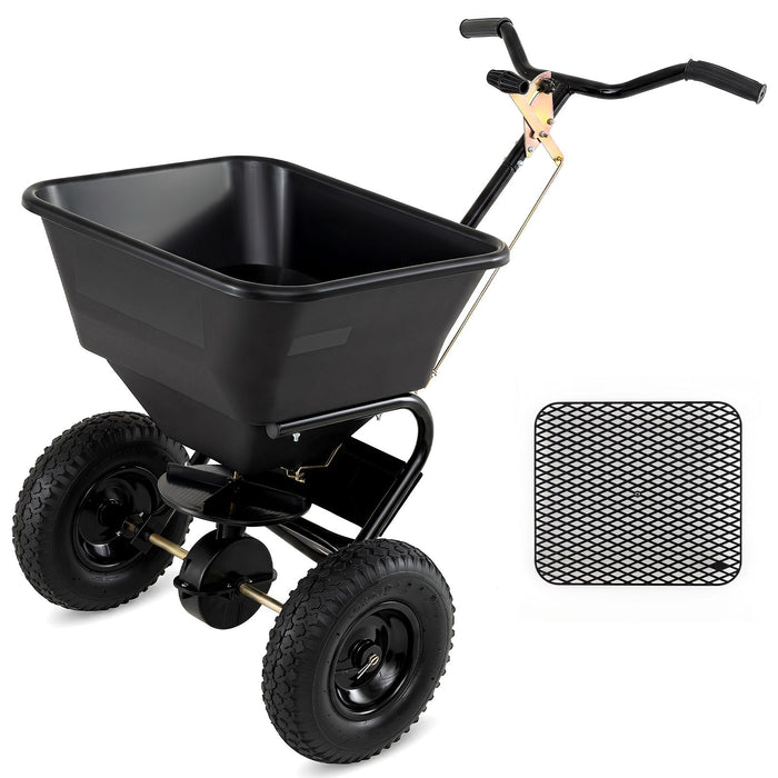 30kg Walk-Behind Broadcast Spreader with 32.5cm All-Terrain Pneumatic Tires