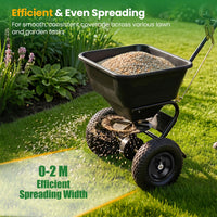 30kg Walk-Behind Broadcast Spreader with 32.5cm All-Terrain Pneumatic Tires