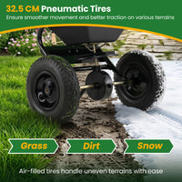 30kg Walk-Behind Broadcast Spreader with 32.5cm All-Terrain Pneumatic Tires