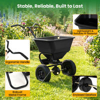 30kg Walk-Behind Broadcast Spreader with 32.5cm All-Terrain Pneumatic Tires