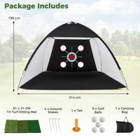 314 x 199 CM Golf Practice Net with Foldable Tri-Turf Mat and Carry Bag