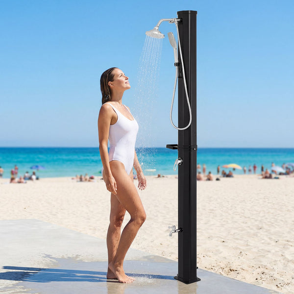 35 L Solar Heated Outdoor Shower 2-Section Shower with 360° Swivel and Handheld Shower Head
