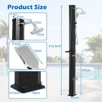 35 L Solar Heated Outdoor Shower 2-Section Shower with 360° Swivel and Handheld Shower Head