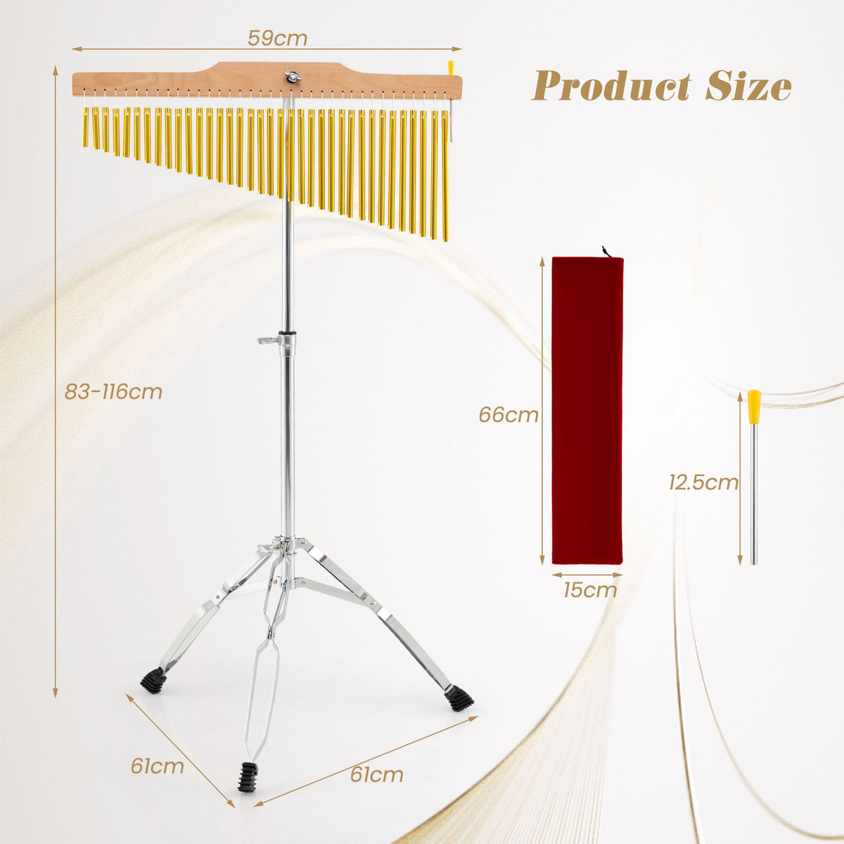 36-Bar Chimes Percussion Instrument with Foldable and Adjustable Stand for School