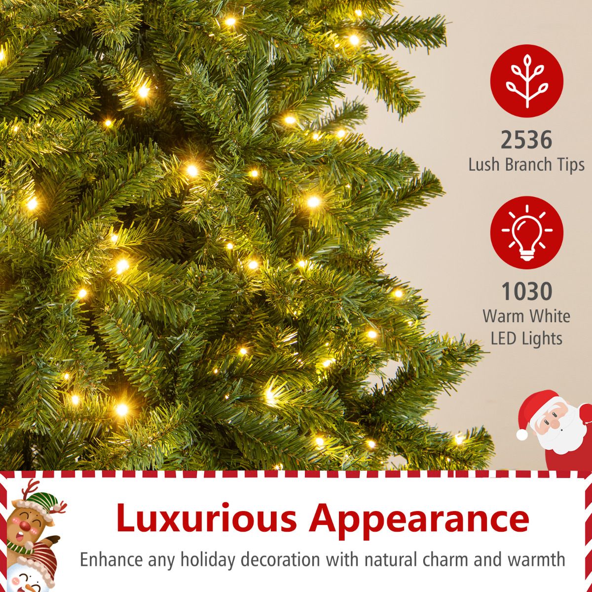 360 cm Tall Prelit Hinged Artificial Christmas Tree Quick Power Connector