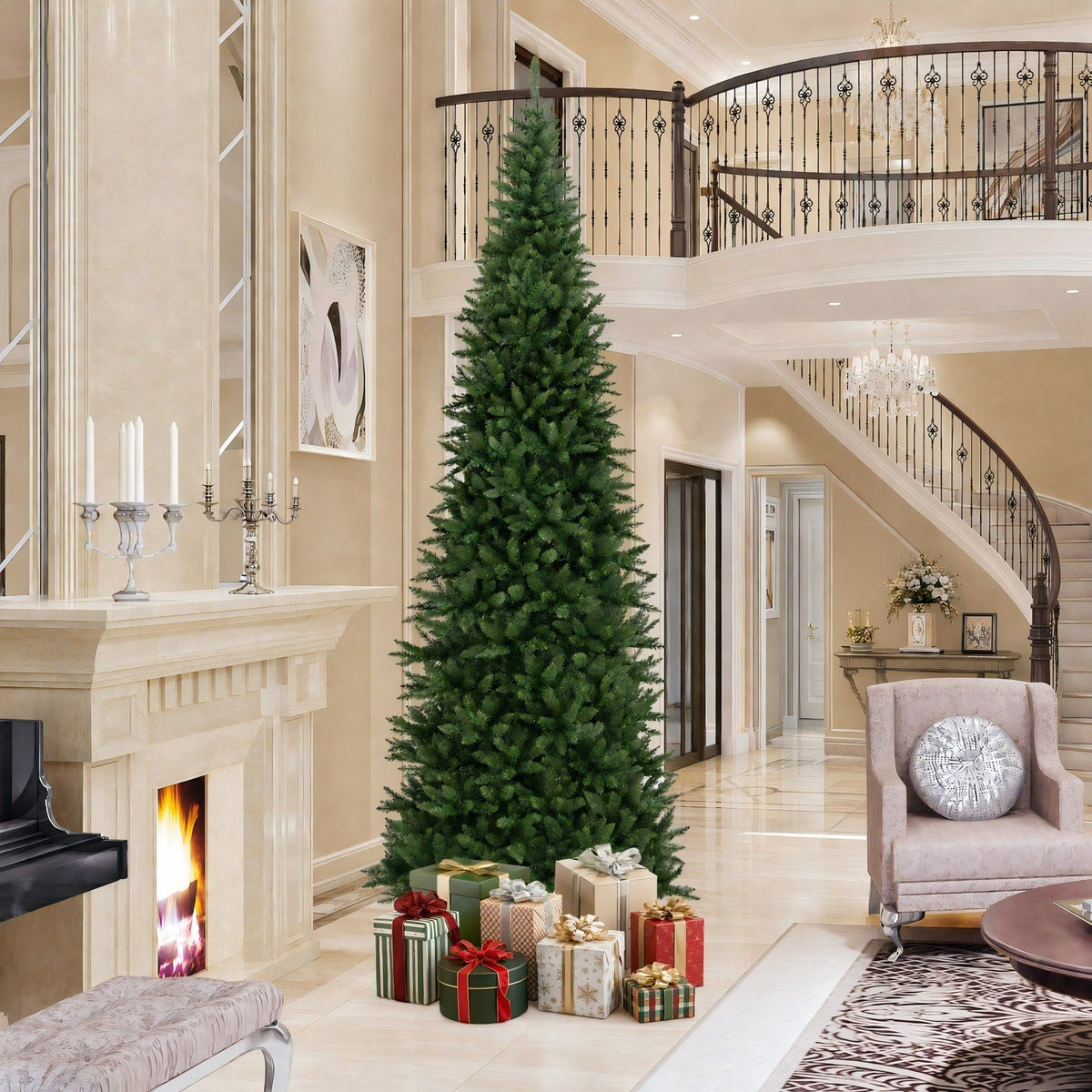360cm Artificial Christmas Tree with 360° Quick Power Connector for Home Party Shopping Mall