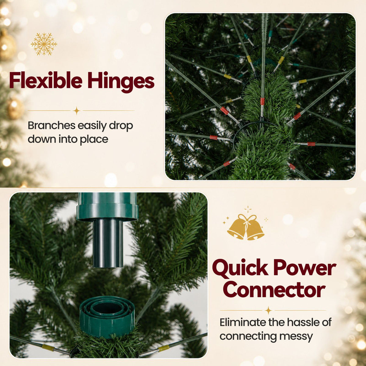 360cm Artificial Christmas Tree with 360° Quick Power Connector for Home Party Shopping Mall