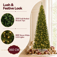 360cm Artificial Christmas Tree with 360° Quick Power Connector for Home Party Shopping Mall