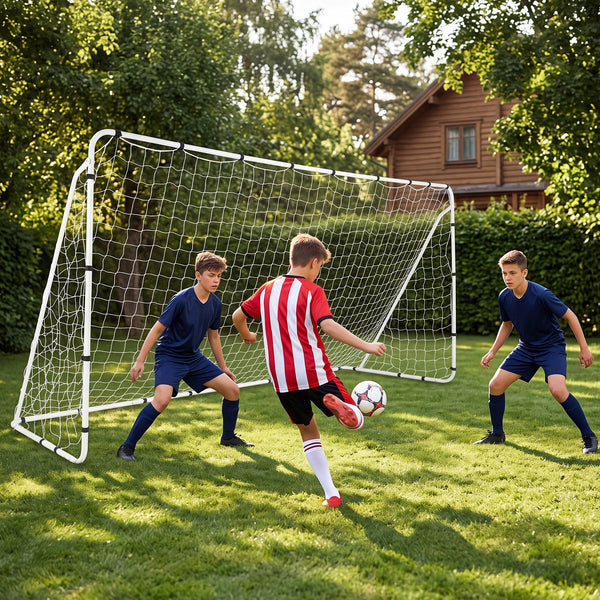 367 x 124 cm Soccer Goal with Heavy-Duty Metal Frame and Ground Stakes