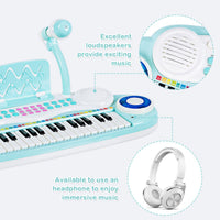 37 Keys Electronic Musical Instrument with Microphone 8 Tone and 4 Percussion Instruments