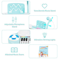 37 Keys Electronic Musical Instrument with Microphone 8 Tone and 4 Percussion Instruments