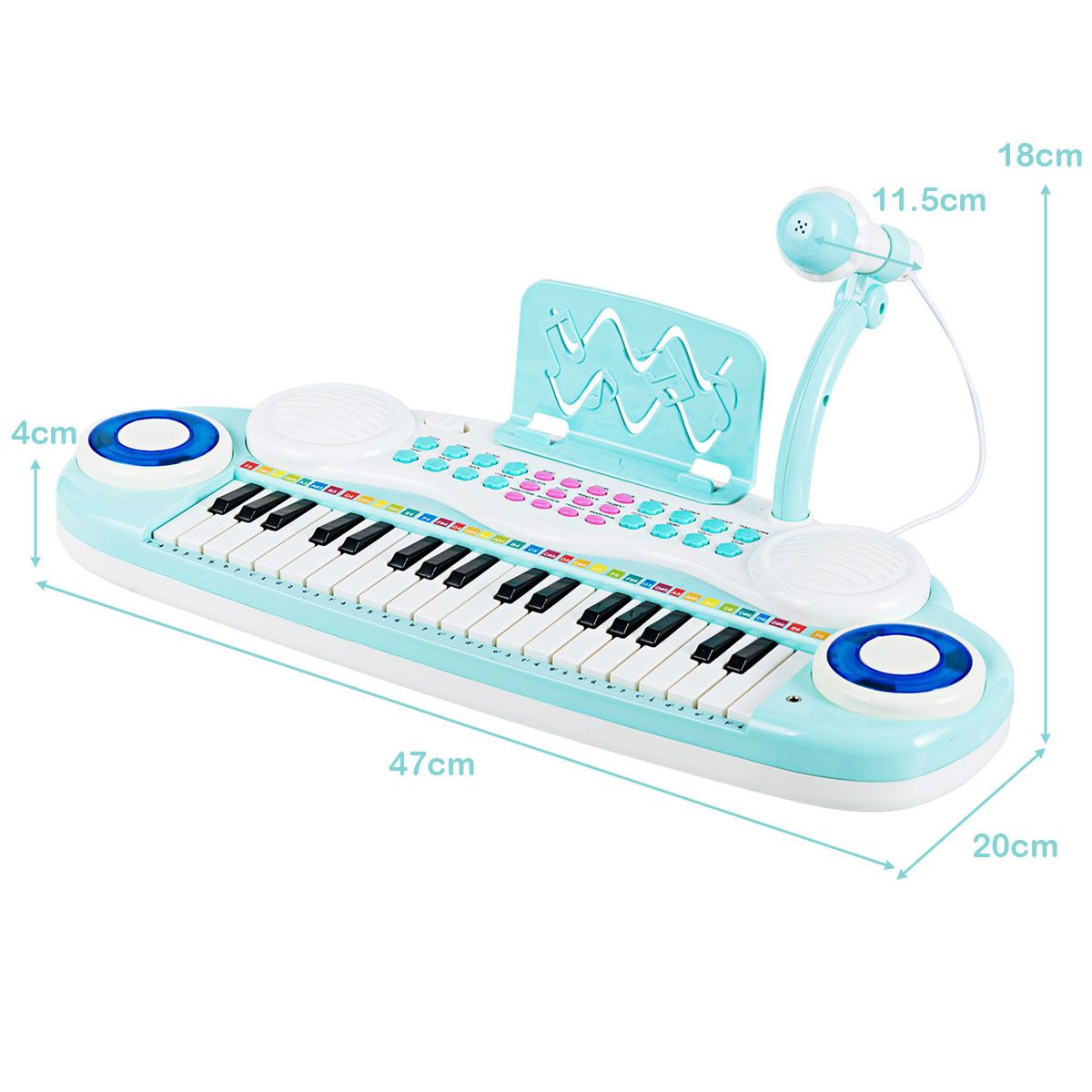 37 Keys Electronic Musical Instrument with Microphone 8 Tone and 4 Percussion Instruments
