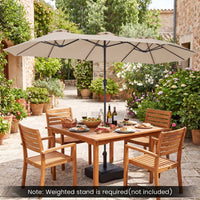 375cm Double-Sided Patio Umbrella with Crank Handle and amp for Garden Deck Poolside