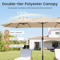375cm Double-Sided Patio Umbrella with Crank Handle and amp for Garden Deck Poolside